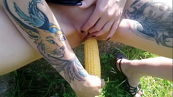New Lucy Ravenblood fucking pussy with corn in public best Clips