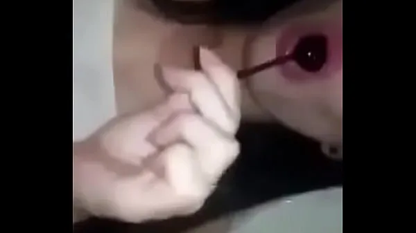 New Girl puts lollipop in her wet pussy best Clips