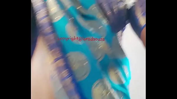 New Indian beautiful crossdresser model in blue saree best Clips